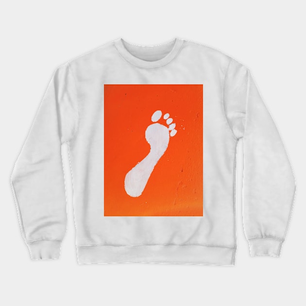 WHITE FOOTPRINT UP THE WALL Crewneck Sweatshirt by mister-john